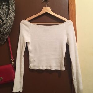 Brandy Melville White ribbed Off Shoulder Top